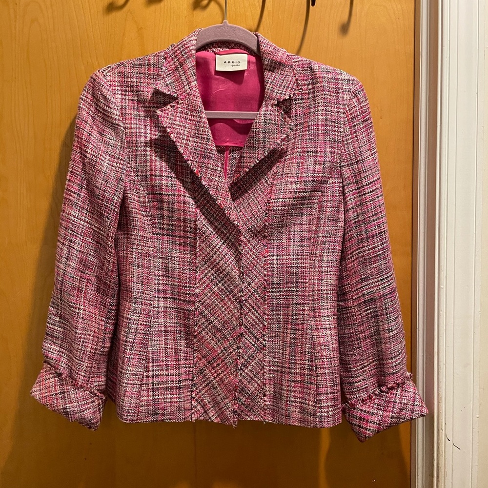 Akris Punto Pink Tweed Metallic blazer SZ 2P or 4P